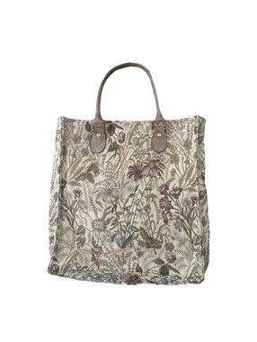 Pegasus Floral Tapestry Double Handled Suede Trim Handbag Carryon